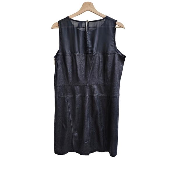 Ravel Black Faux Leather Dress with Sheer Neckline, Size Medium - Picture 2 of 12